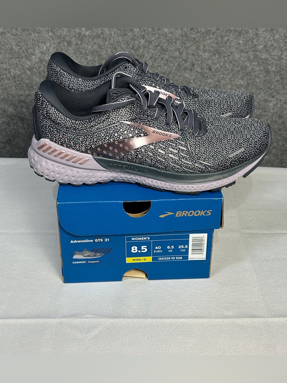 Brooks Women's 8.5 Adrenaline GTS Running Walking Shoes Gray Lavender Cushioned